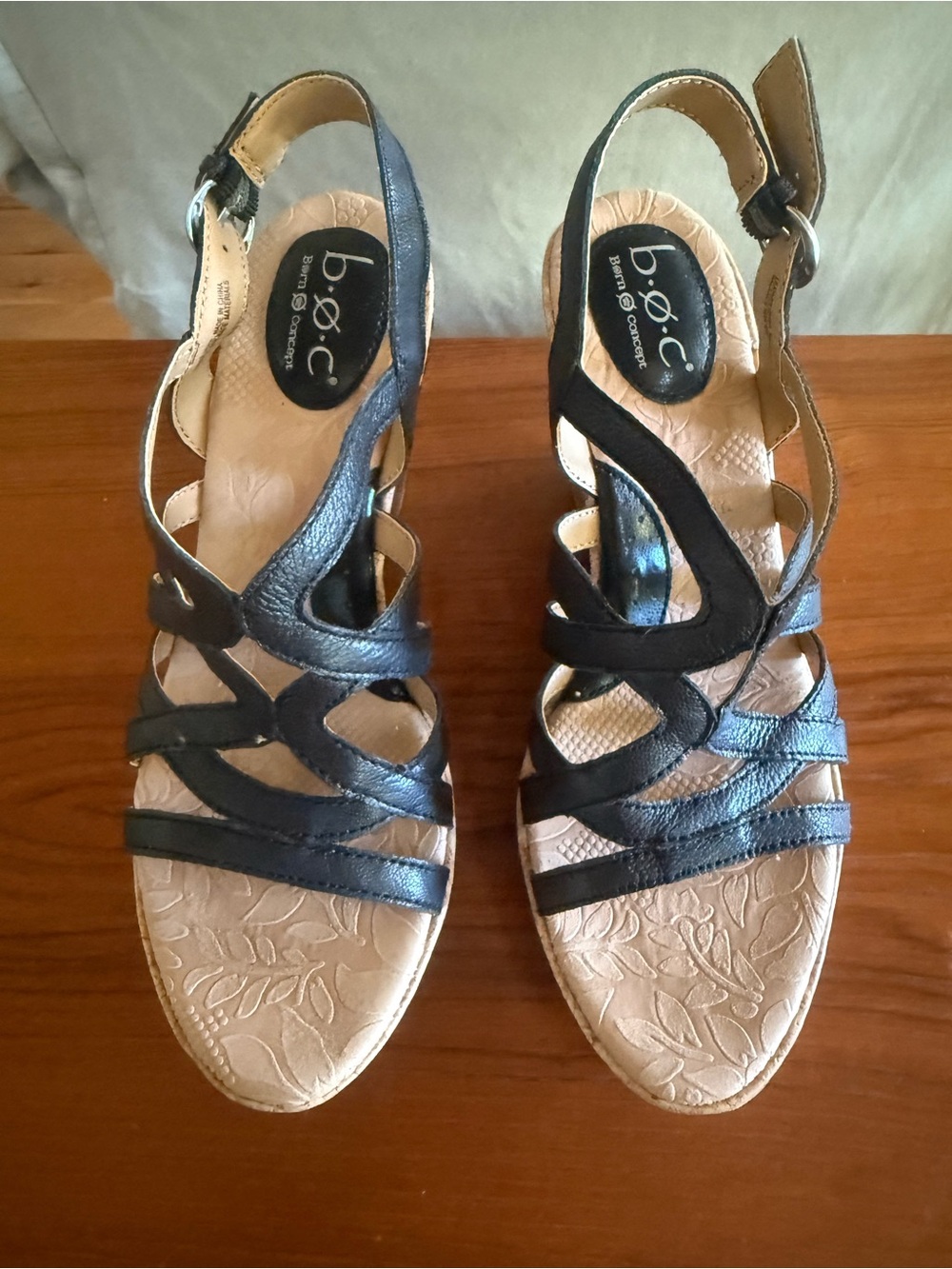 b.o.c. Black Strappy Women's Platform Wedge Sandals